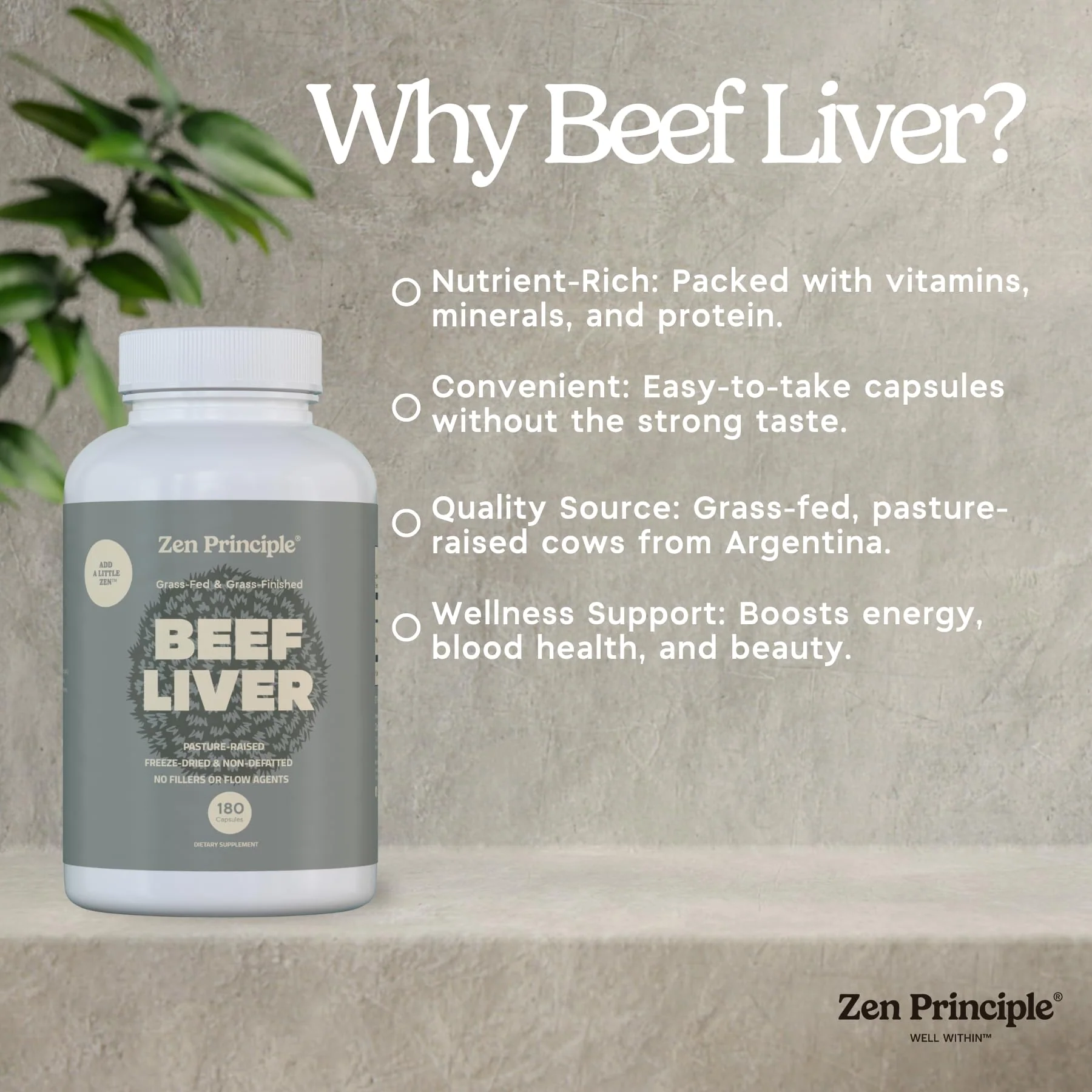 Zen Principle Beef Liver Supplement – Grass-Fed, Pasture-Raised, Desiccated Liver Capsules | No Hormones or GMO | 360 Capsules (2-Pack) - Image 5