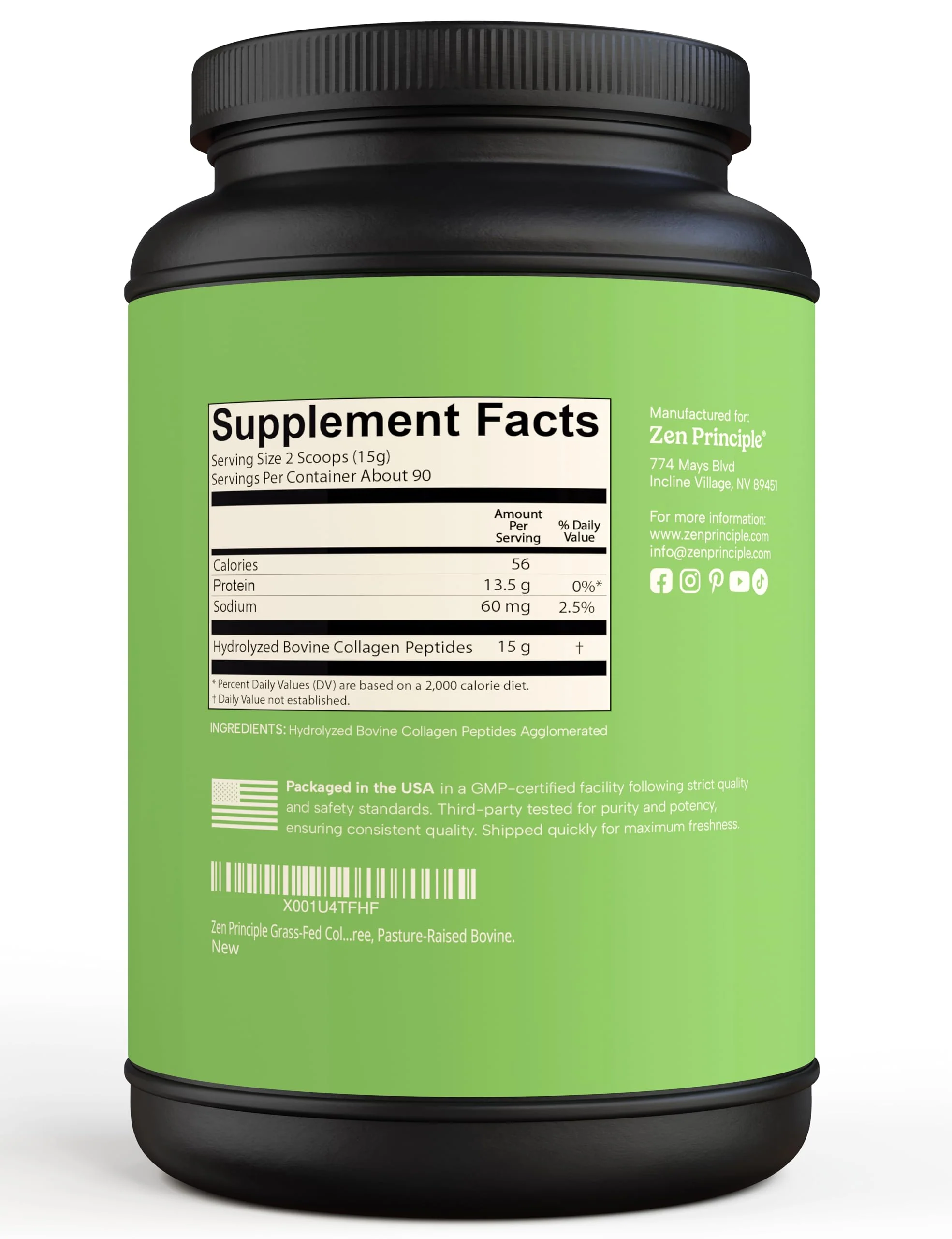 Zen Principle Grass-Fed Collagen Peptides — 3 lb Agglomerated Hydrolyzed Powder | Paleo & Keto Friendly - Image 3