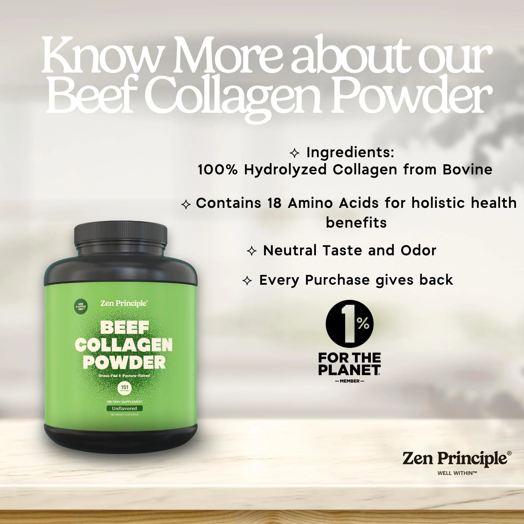 Zen Principle Grass-Fed Collagen Peptides 5 lb – Anti-Aging Protein Powder - Image 8