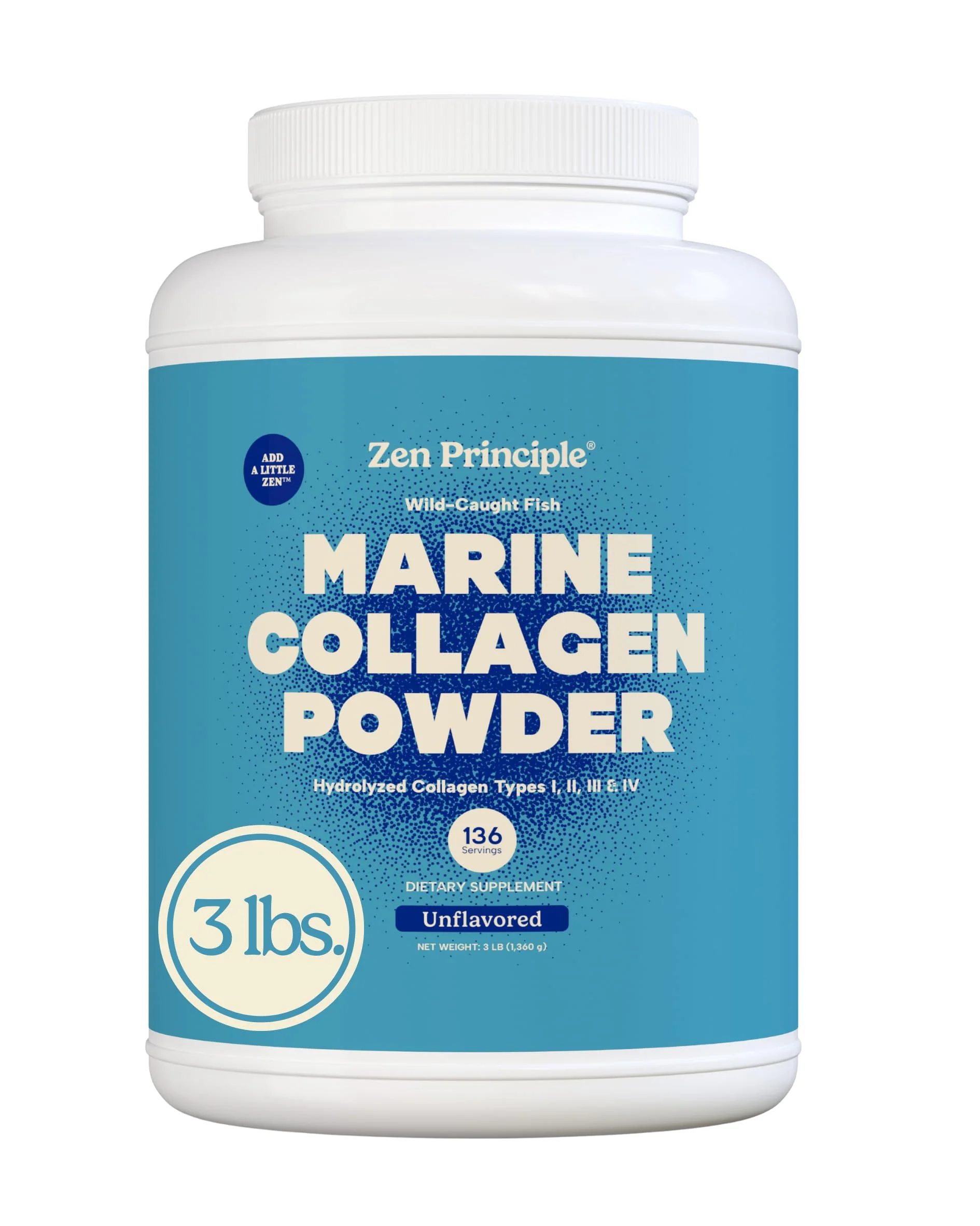 Zen Principle Marine Collagen Peptides – 3lb, Wild-Caught, Non-GMO, Unflavored