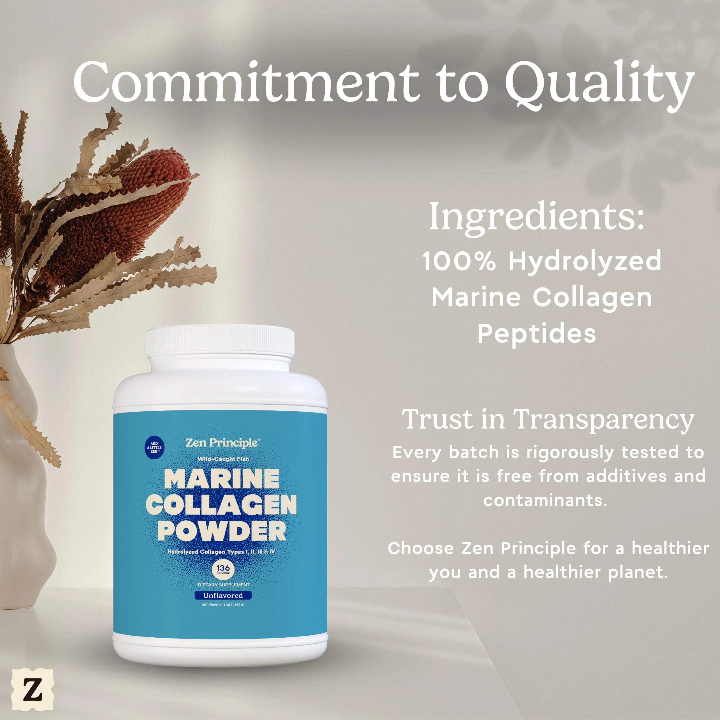 Zen Principle Marine Collagen Peptides – 3lb, Wild-Caught, Non-GMO, Unflavored - Image 8