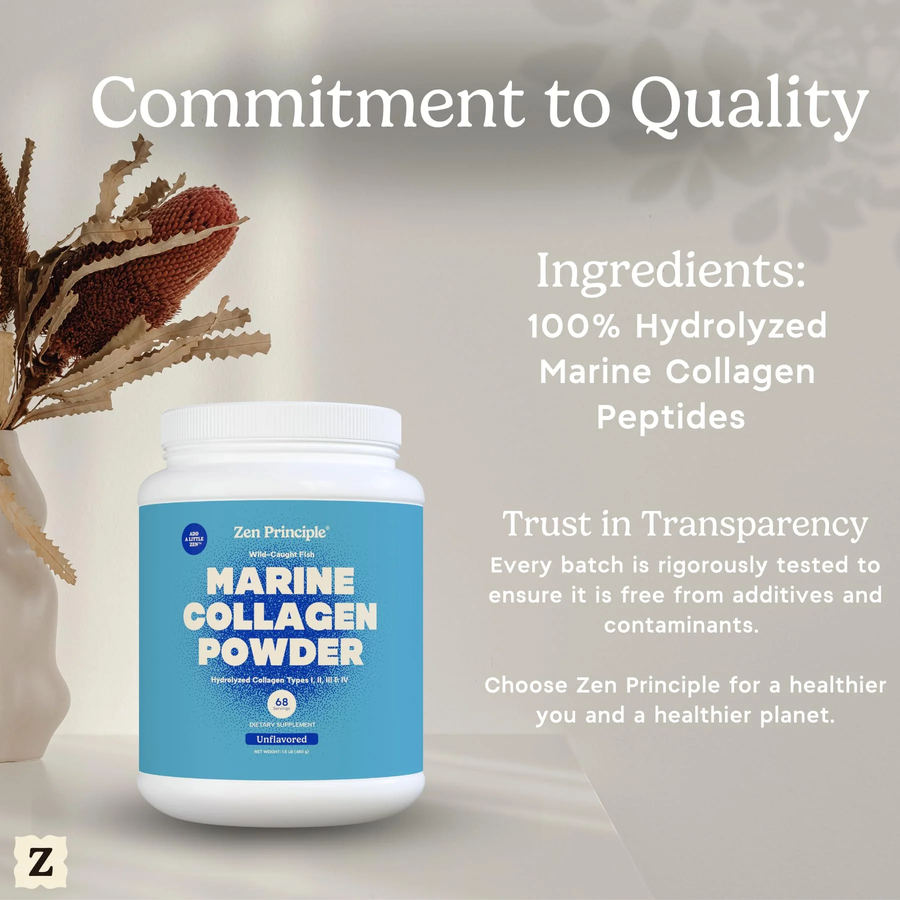 Zen Principle Marine Collagen Peptides Powder – 1.5 lb, Wild-Caught, Non-GMO, Hydrolyzed Type I & III - Image 8