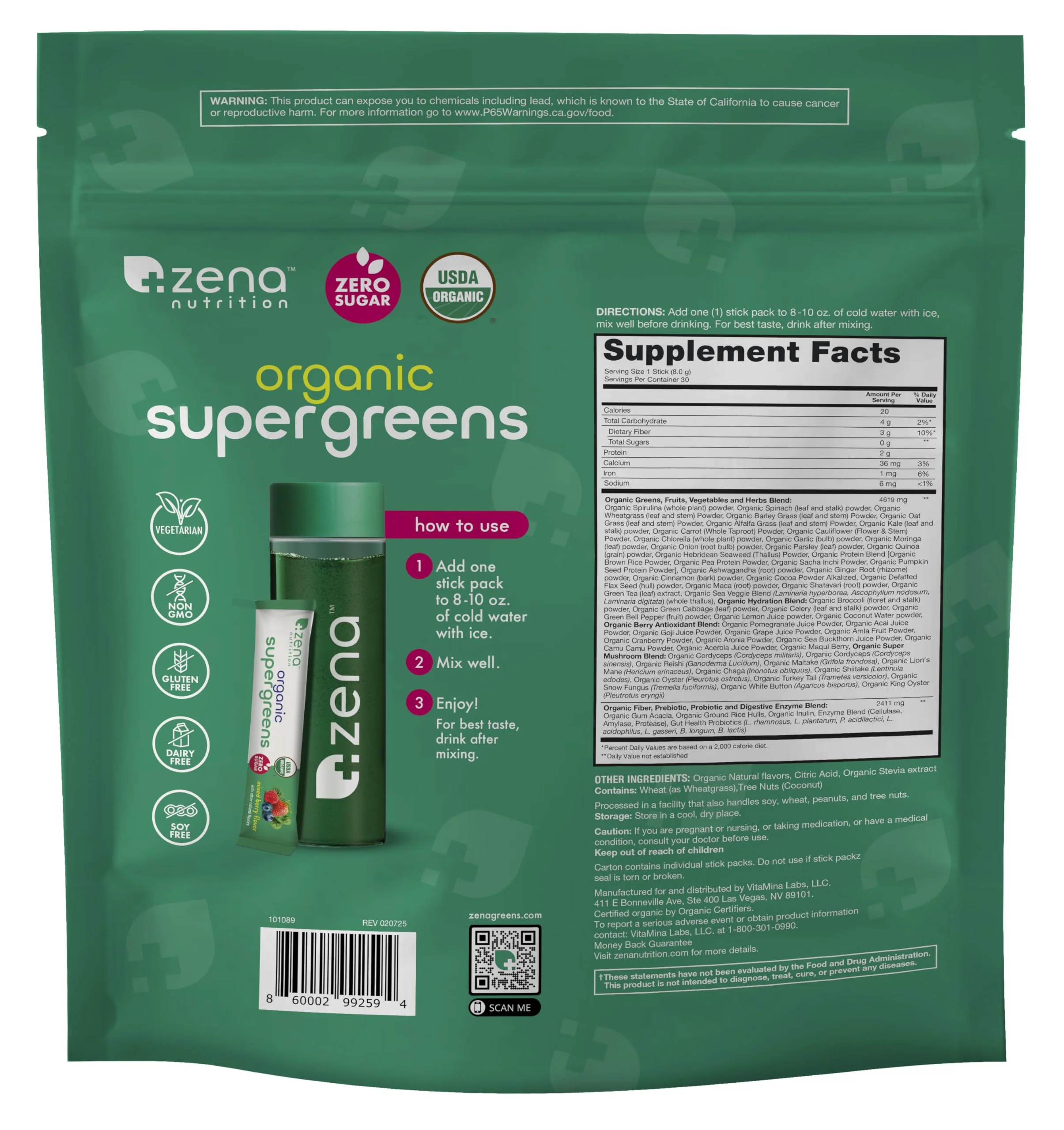 Zena Nutrition Organic Super Greens Powder – 70+ Superfoods, 0 Sugar - Image 8