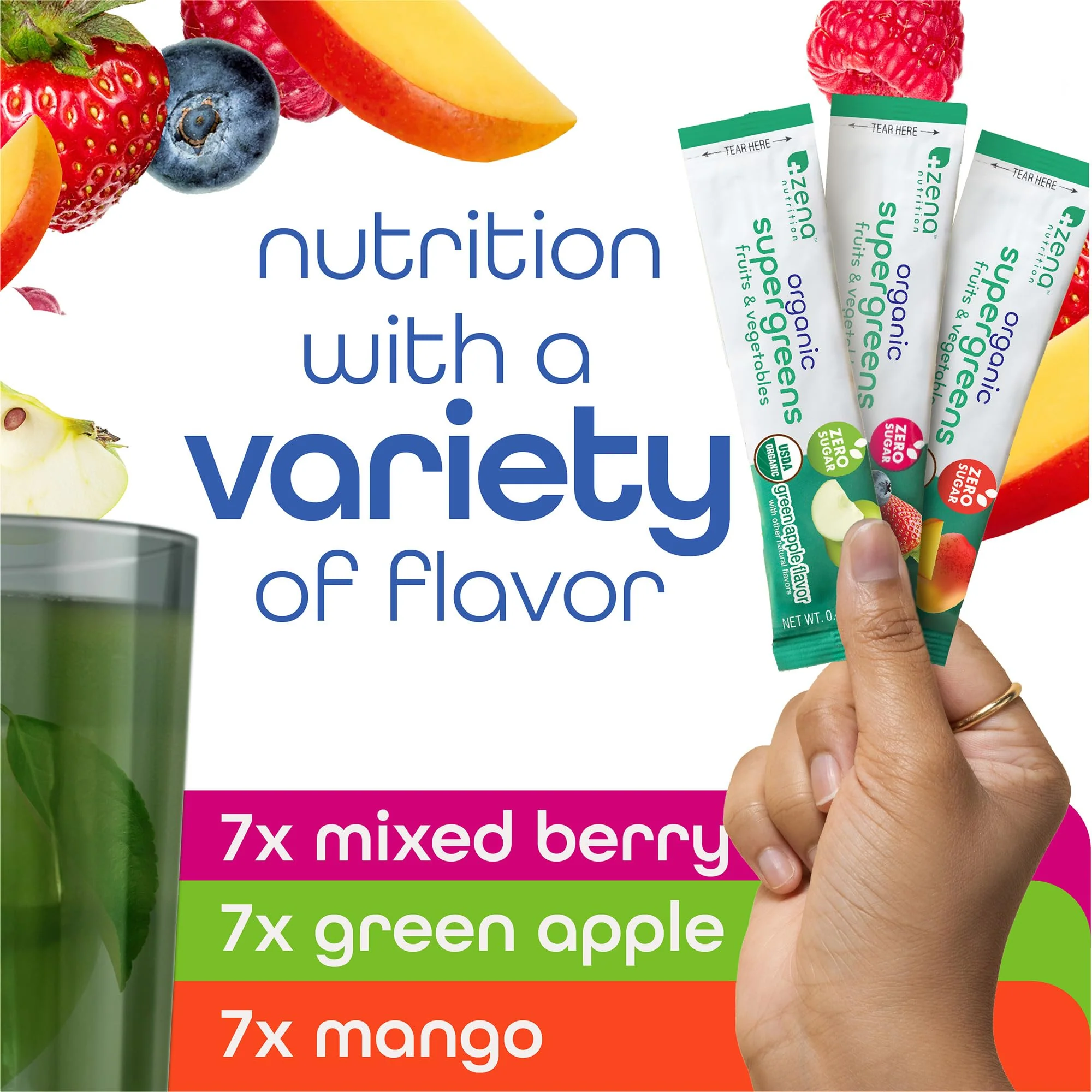 Zena Nutrition Organic Super Greens Variety Pack – 70+ Superfoods, 0 Sugar - Image 3