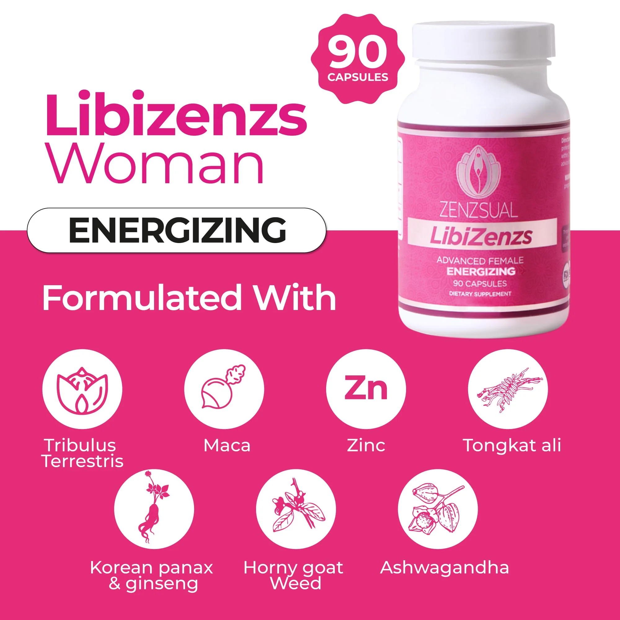 ZENZSUAL Libizenzs – Plant-Based Energy Support for Women | Caffeine-Free with Maca, Ashwagandha & Ginseng - Image 2