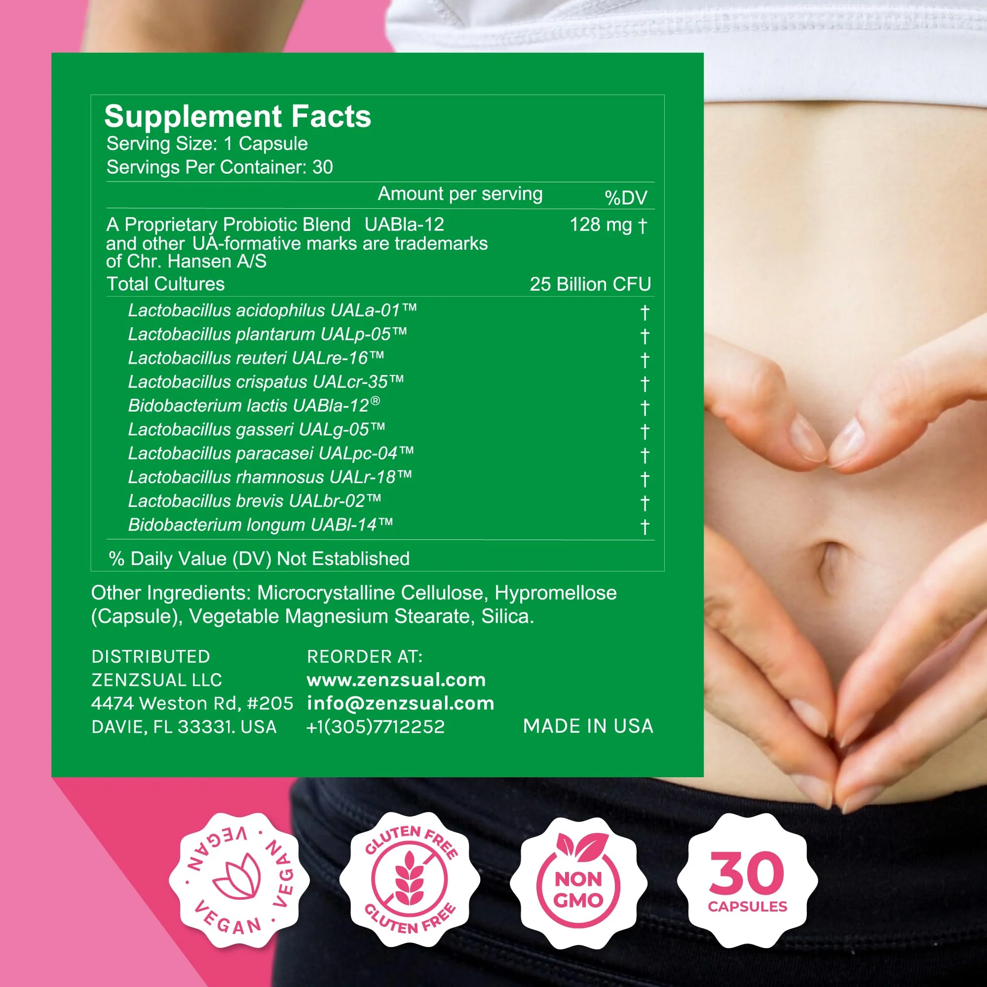 ZENZSUAL Zenbiotic Probiotics for Women – 25B CFU, Vaginal Health & pH Balance | 30 Vegan Capsules - Image 6