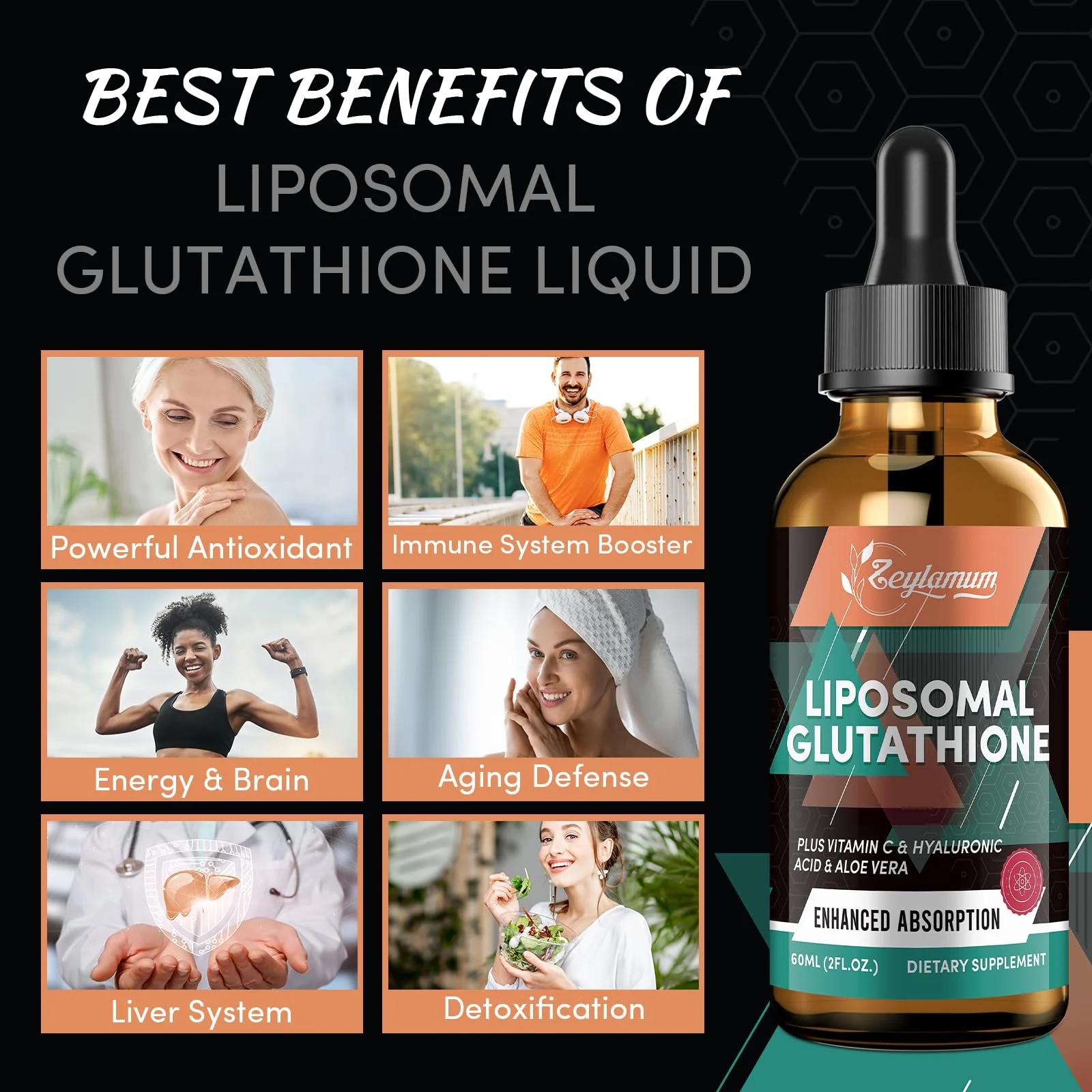 Zeylamum 2000MG Liposomal Glutathione Liquid Drops – Ultra-Absorption, Immune & Skin Support (12.12 oz) - Image 7