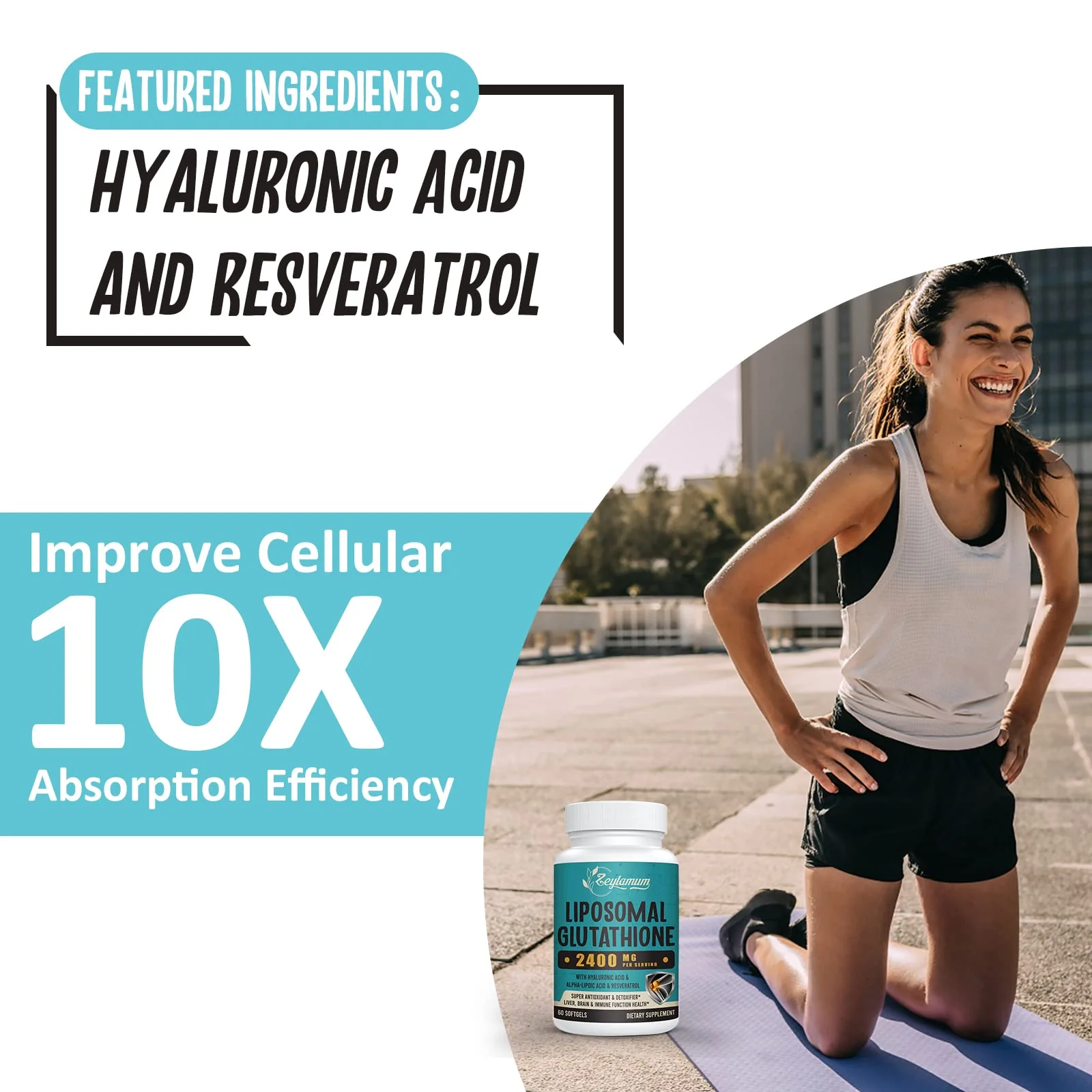 Zeylamum 2400 MG Liposomal Glutathione Softgels – High Absorption, Hyaluronic Acid & Resveratrol, 240 Softgels - Image 11