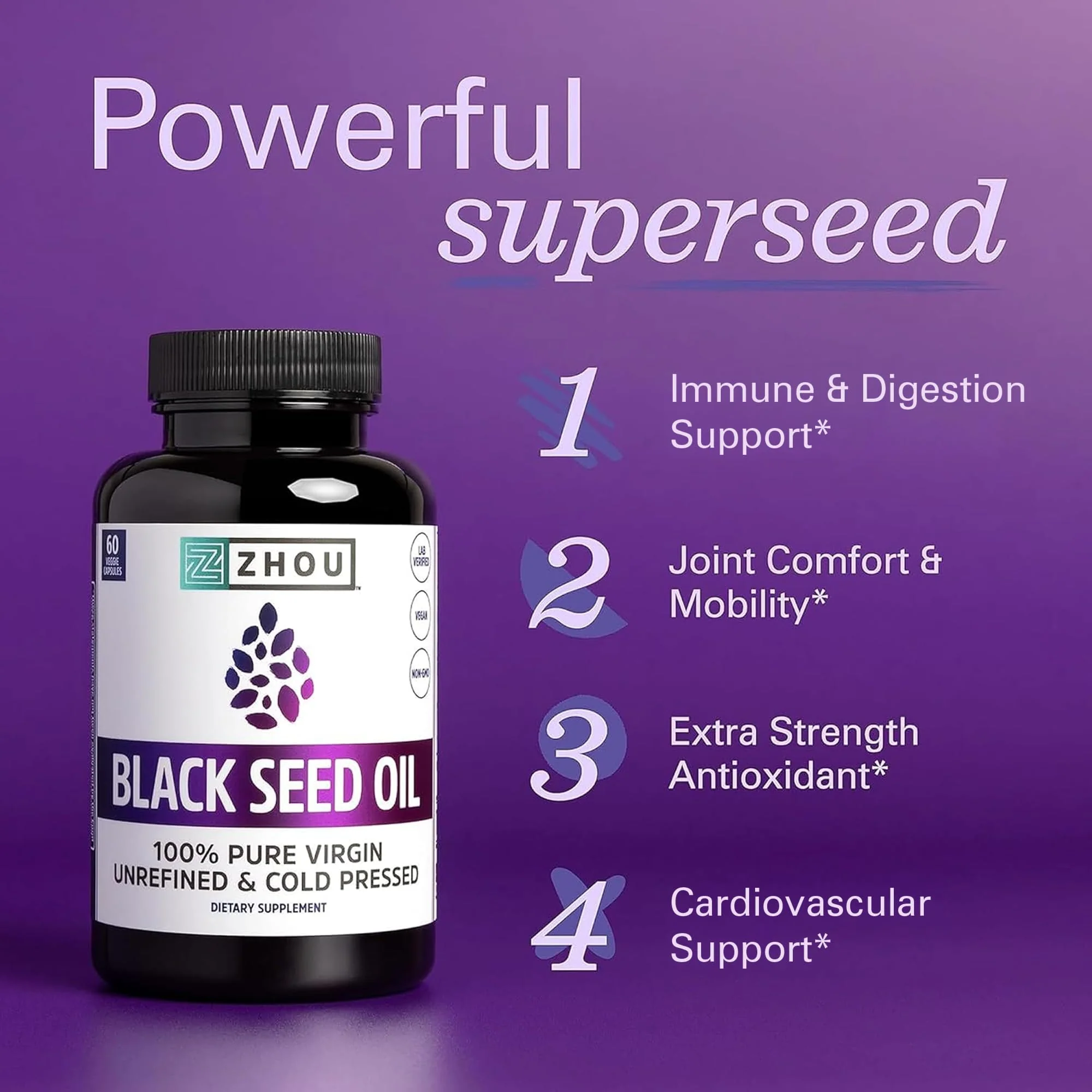 ZHOU Black Seed Oil & Capsules – Pure Nigella Sativa, Cold Pressed, 8 oz + 60 Capsules - Image 4