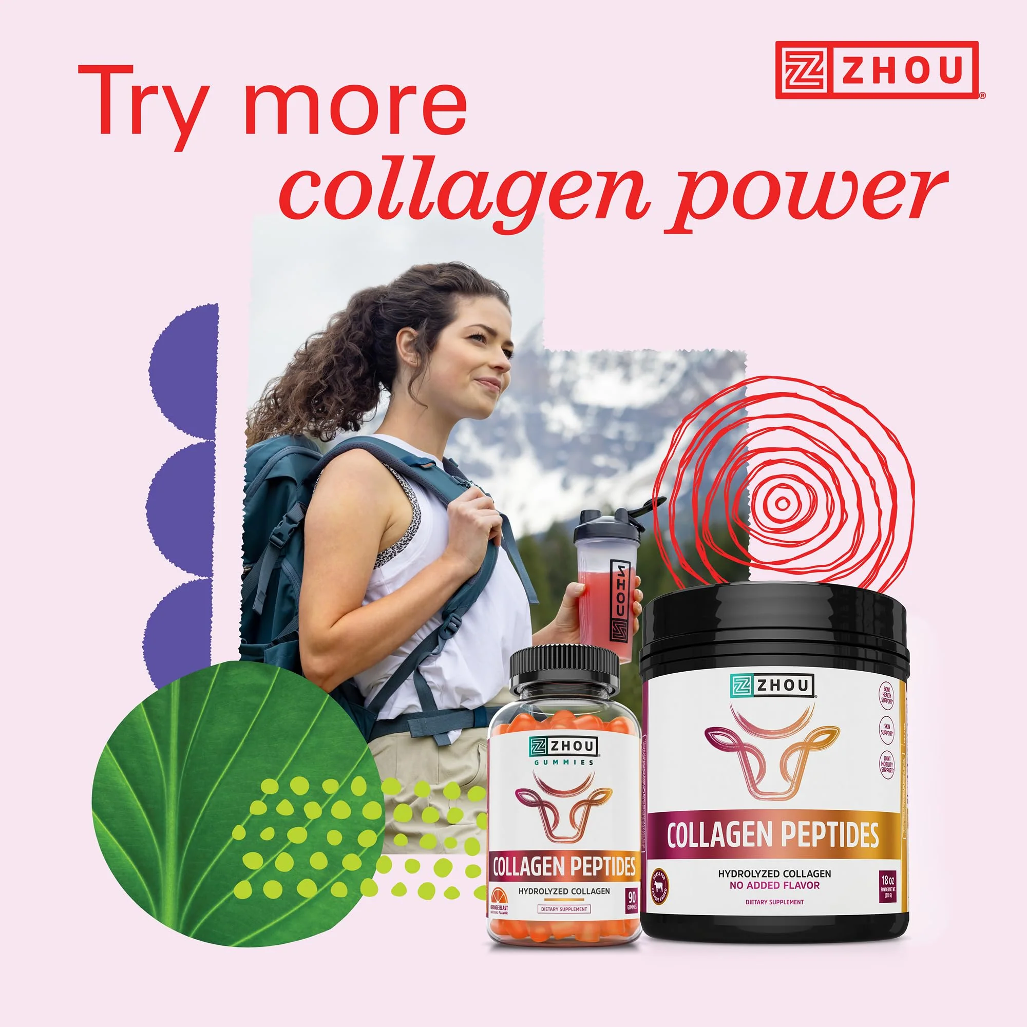 Zhou Collagen Peptides – Grass-Fed Bovine Collagen Powder for Skin, Hair, Joints | 18 oz Jar - Image 5