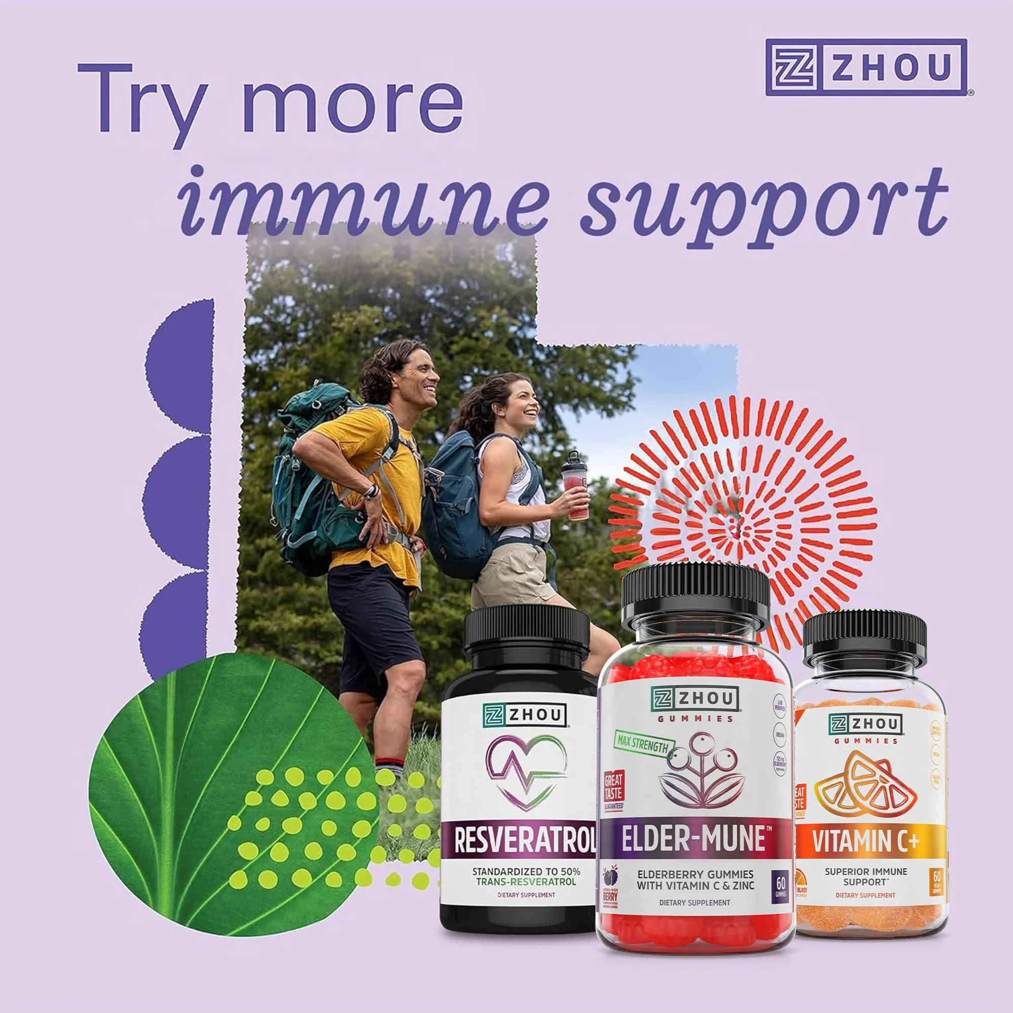 ZHOU Elder-Mune Elderberry Gummies – 125mg Sambucus Nigra, Vitamin C & Zinc | Immune Support for Adults & Kids 4+ - Image 6