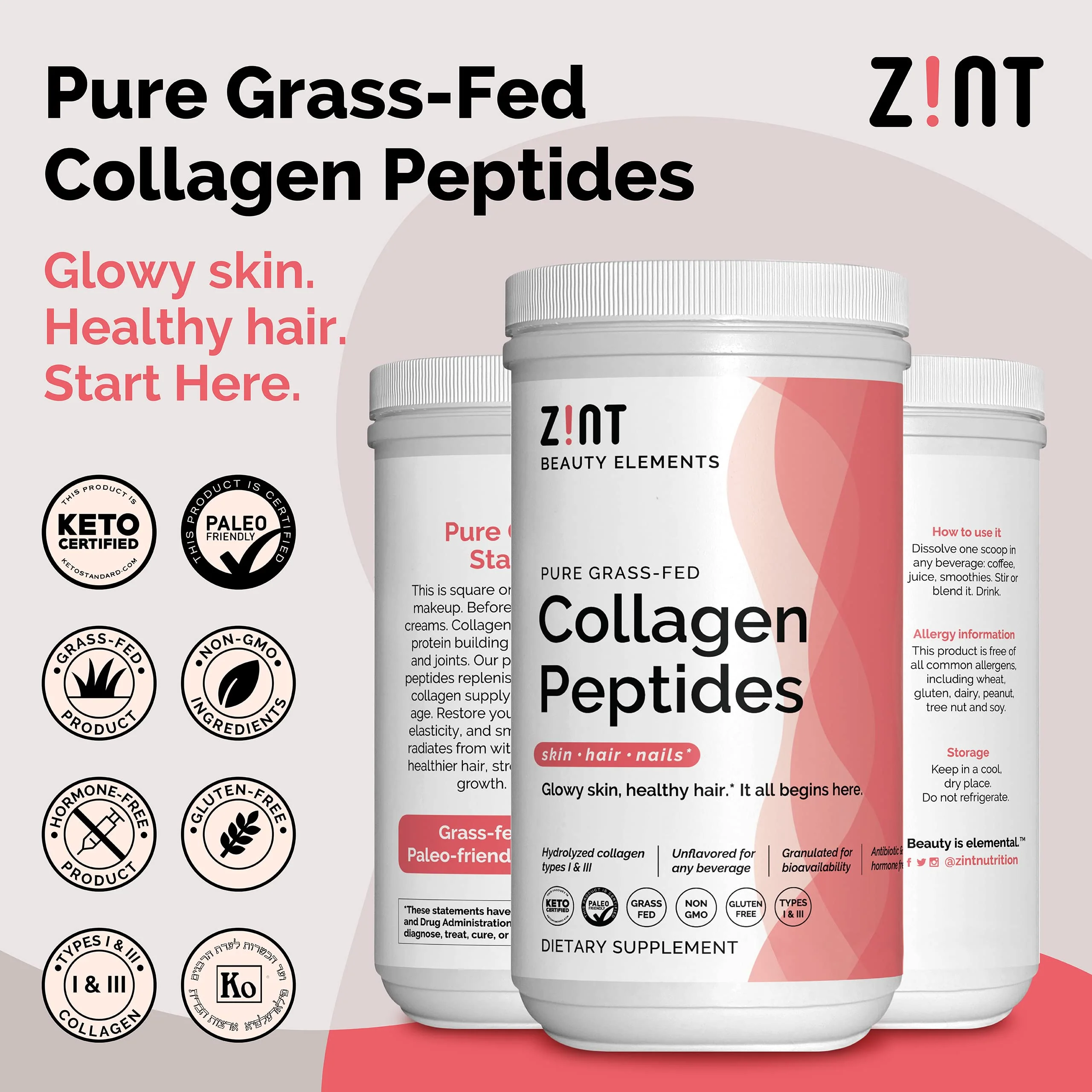 Zint Collagen Peptides Powder XL (32 oz) – Grass-Fed, Hydrolyzed, Unflavored, Paleo & Keto Friendly | Non-GMO - Image 6