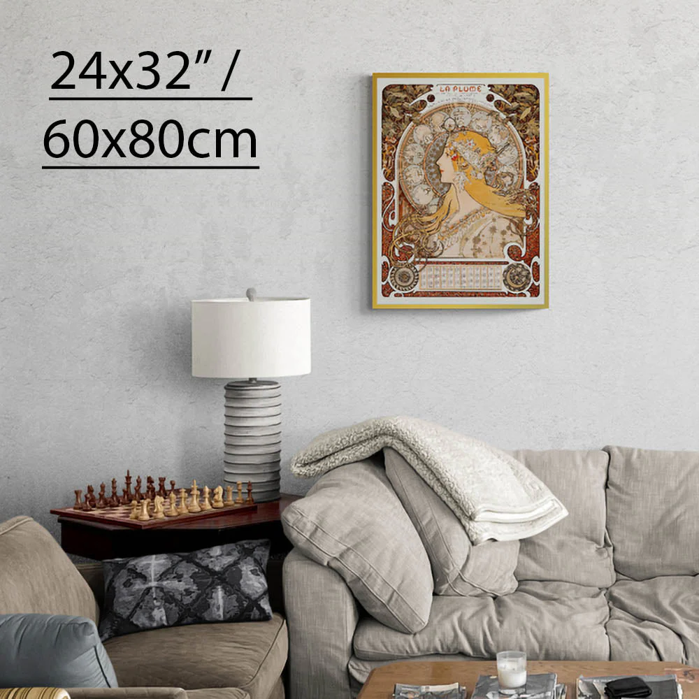 "Zodiaque or La Plume" by Alphonse Mucha on Framed Canvas, Acrylic, Canvas, Framed Prints or Print-only - Image 4