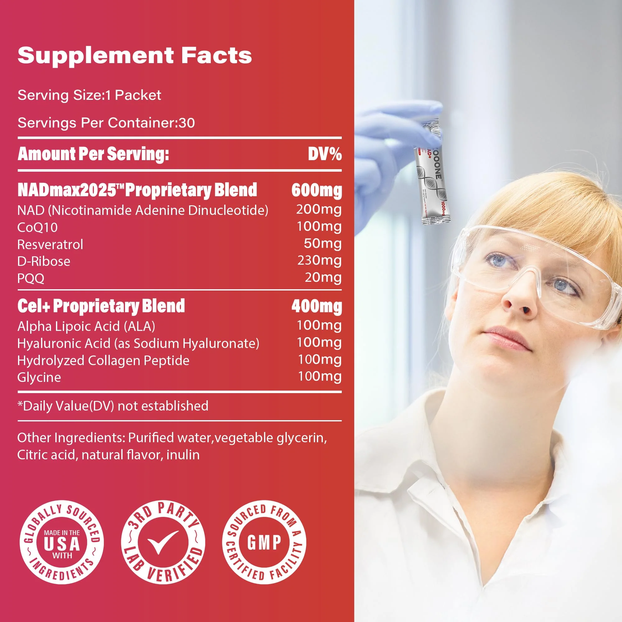 Zooone NAD+ 1000mg Liquid Packets — Premium Nicotinamide Riboside & Resveratrol for Cellular Energy (30-Pack) - Image 6