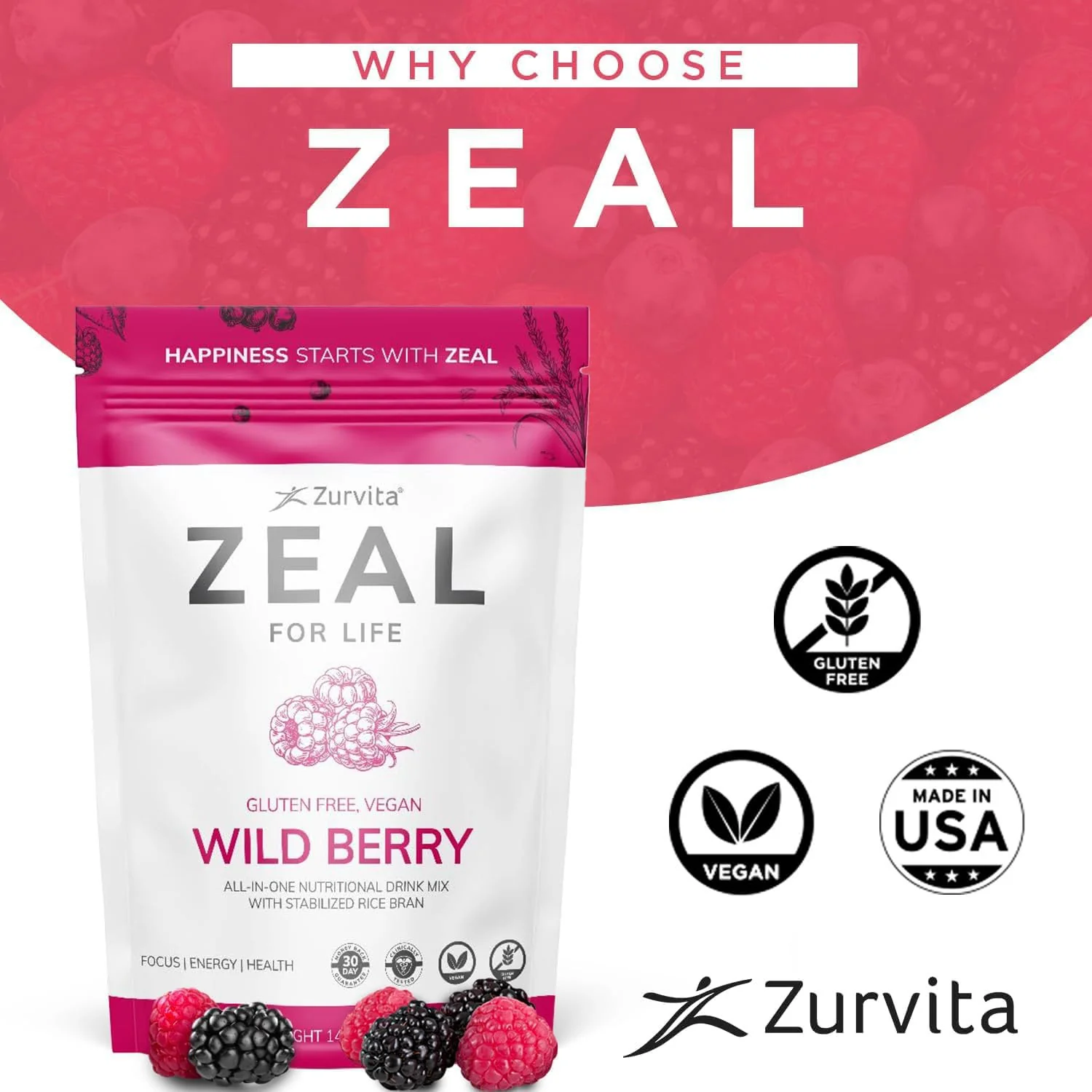 Zurvita Zeal for Life 30-Day Wellness Bag – Wild Berry Flavor (420 g) - Image 12