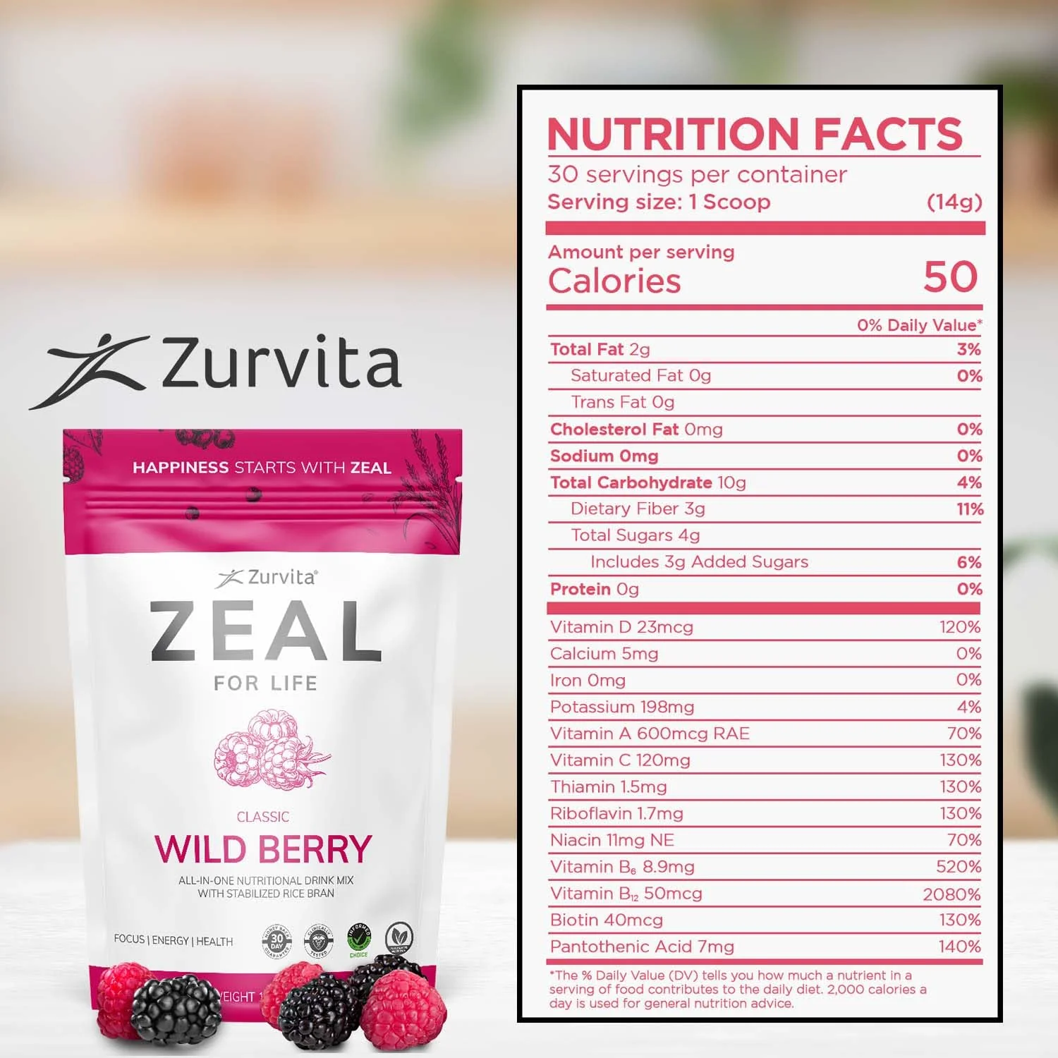 Zurvita Zeal for Life 30-Day Wellness Bag - Wild Berry (Guarana Free) • 420 g - Image 9