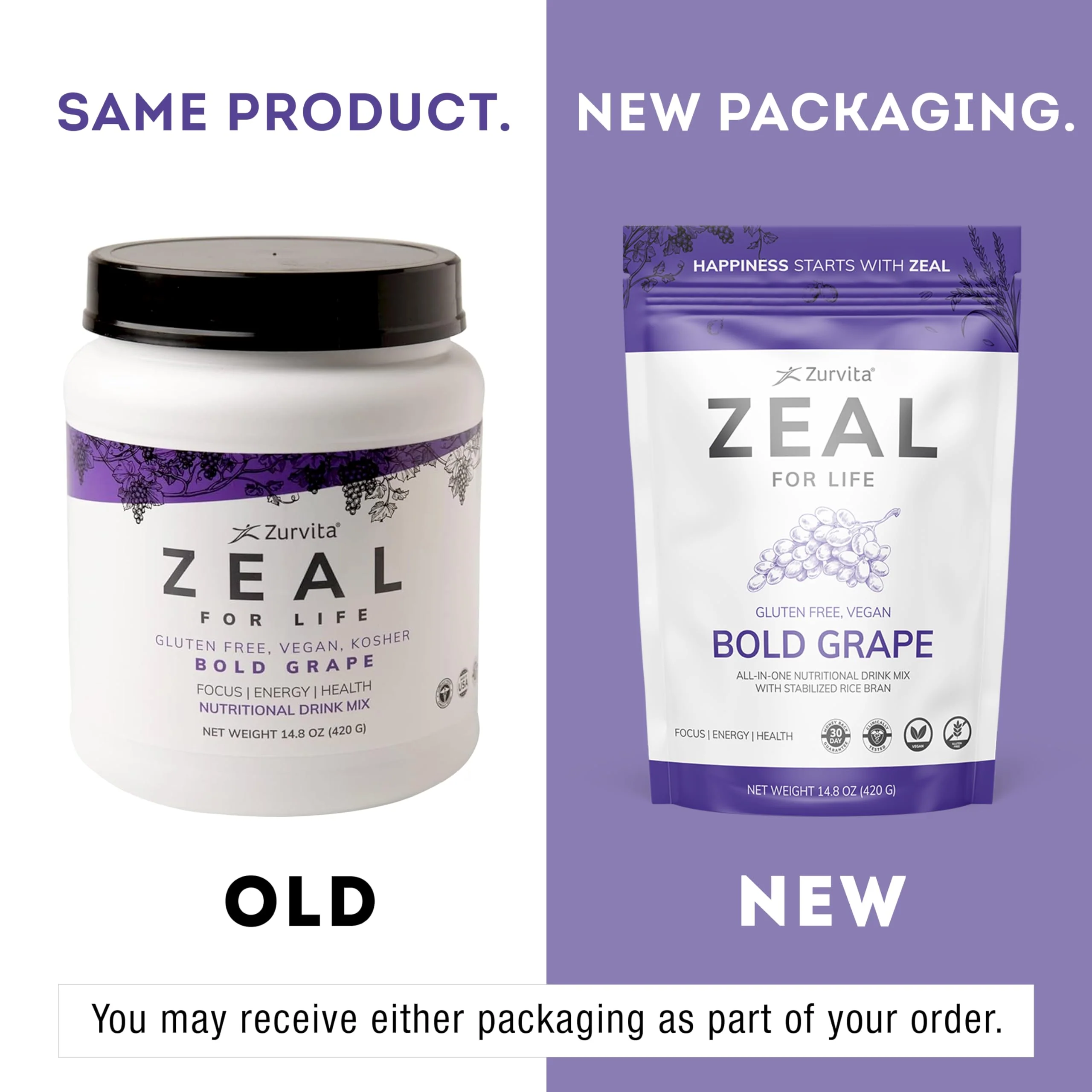 Zurvita Zeal for Life - Bold Grape Flavor | Daily Nutrition for Vitality & Wellness - 30-Day Wellness Bag 420g - Image 10