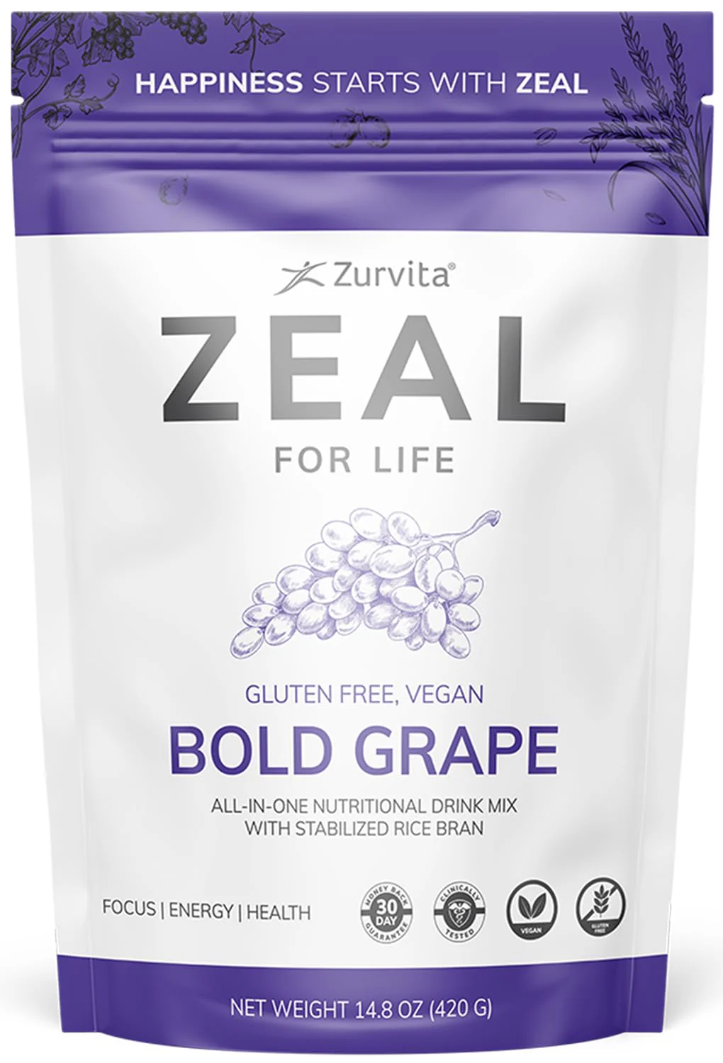 Zurvita Zeal for Life - Bold Grape Flavor | Daily Nutrition for Vitality & Wellness - 30-Day Wellness Bag 420g - Image 8