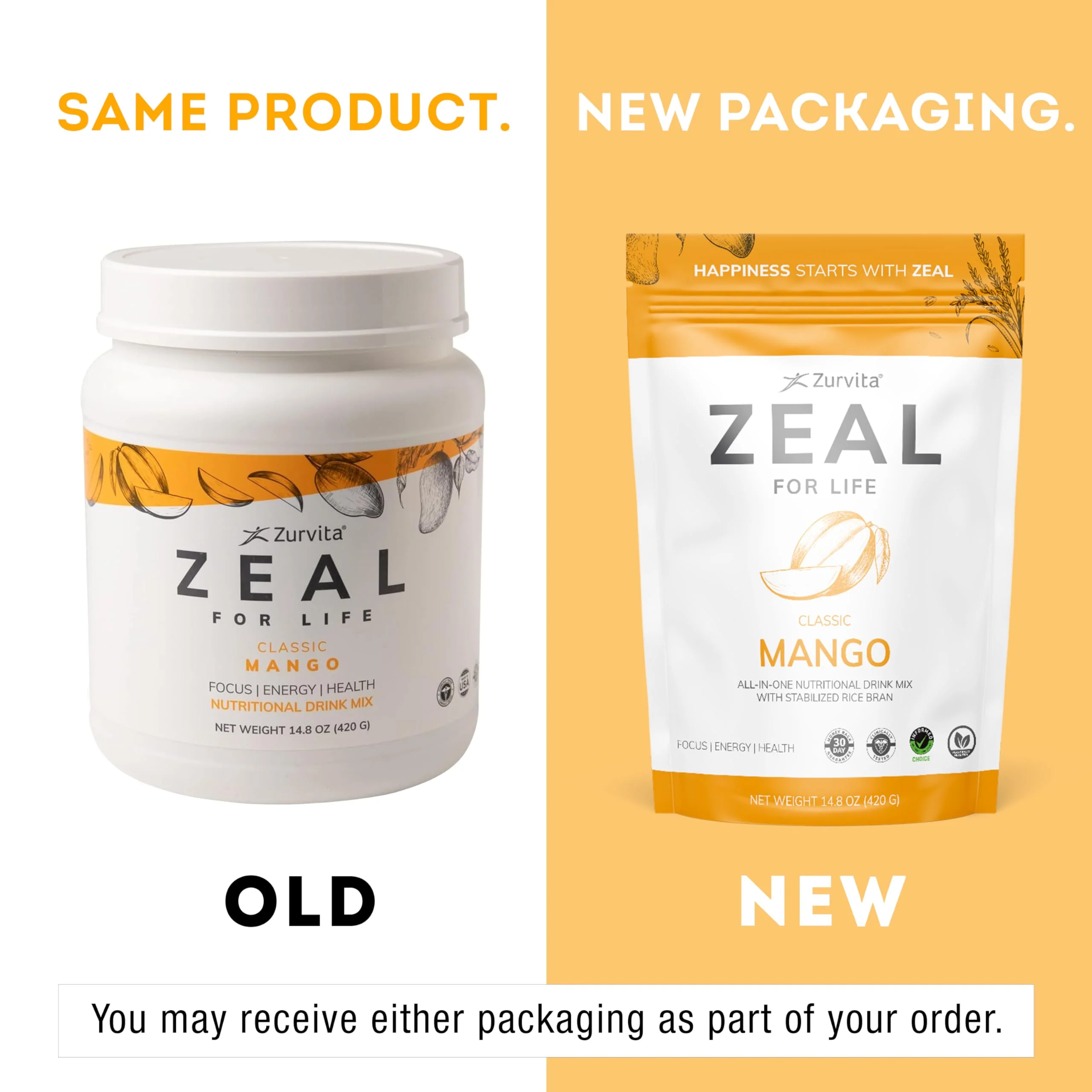 Zurvita Zeal for Life Wellness Drink Mix – Mango Flavor, Gluten-Free & Vegan (30 Servings, 420g) - Image 10