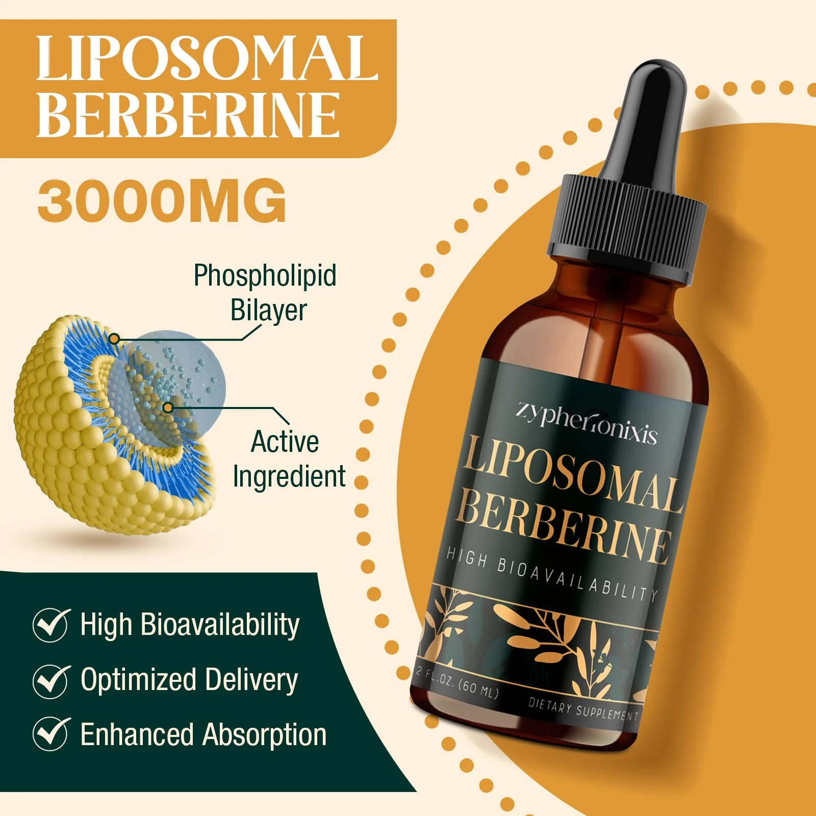 Zypherionixis Liposomal Berberine HCL Drops – 3000mg, 12-in-1 Formula, Sugar Free - Image 10