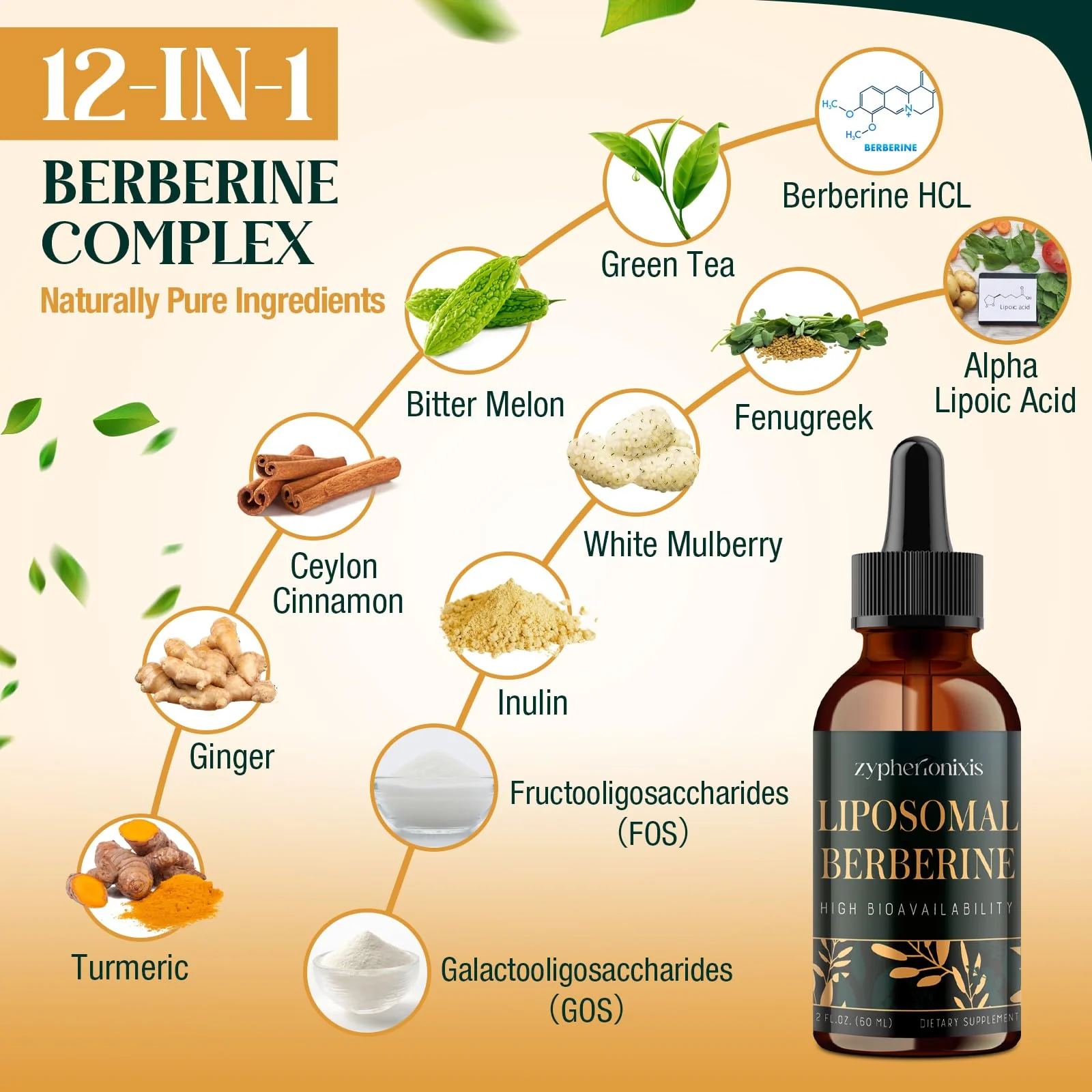 Zypherionixis Liposomal Berberine HCL Drops – 3000mg, 12-in-1 Formula, Sugar Free - Image 3